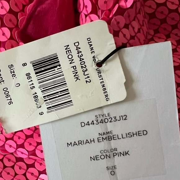 NWT DVF Silk Y2K Neon Barbie Pink Sequin Cowl Neck Sleeveless Disco Mini Dress 0 - Picture 6 of 10